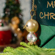 Southsea Gold Pearl Playful Bird Pendant 11.5mm, 18K